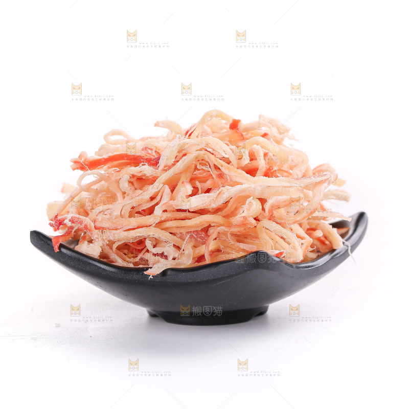 白底上的鱿鱼丝