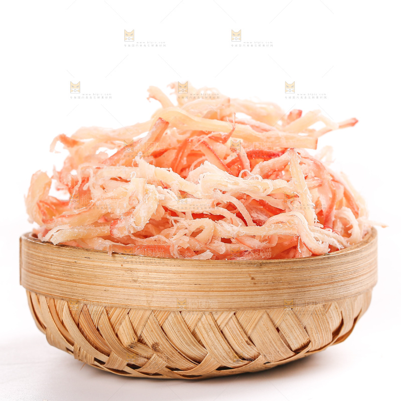 白底上的鱿鱼丝