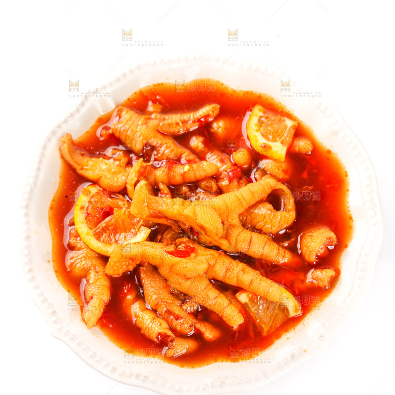 白底上的无骨鸡爪