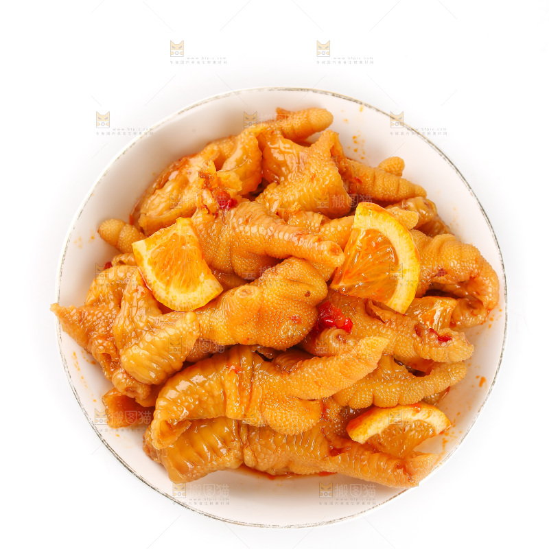 白底上的无骨鸡爪