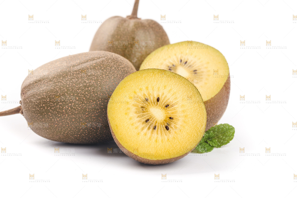 白底上的黄心猕猴桃
