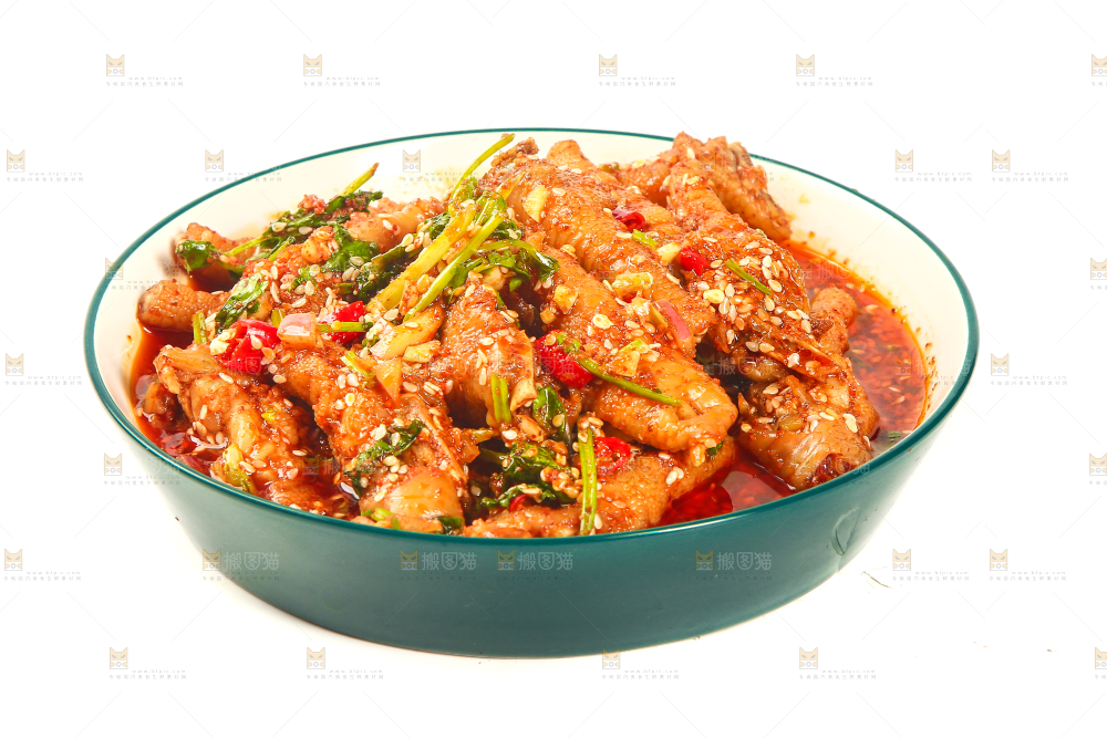 白底上的香辣鸡爪
