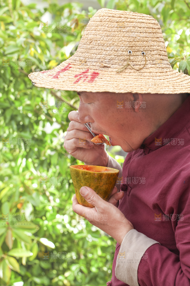 手里拿着红心木瓜