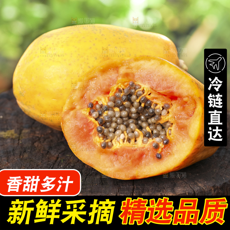 草地上的红心木瓜