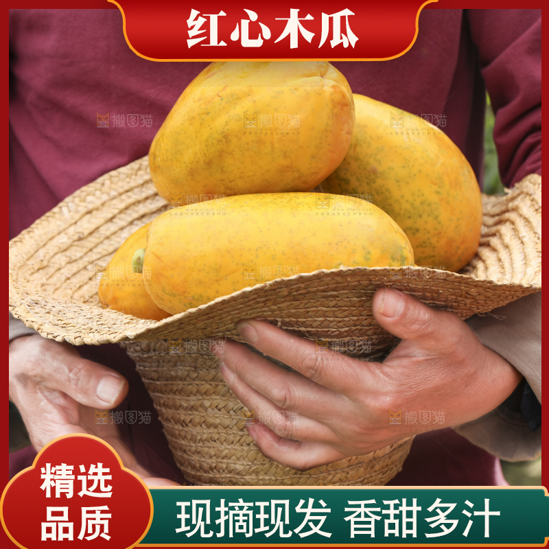 手里拿着红心木瓜
