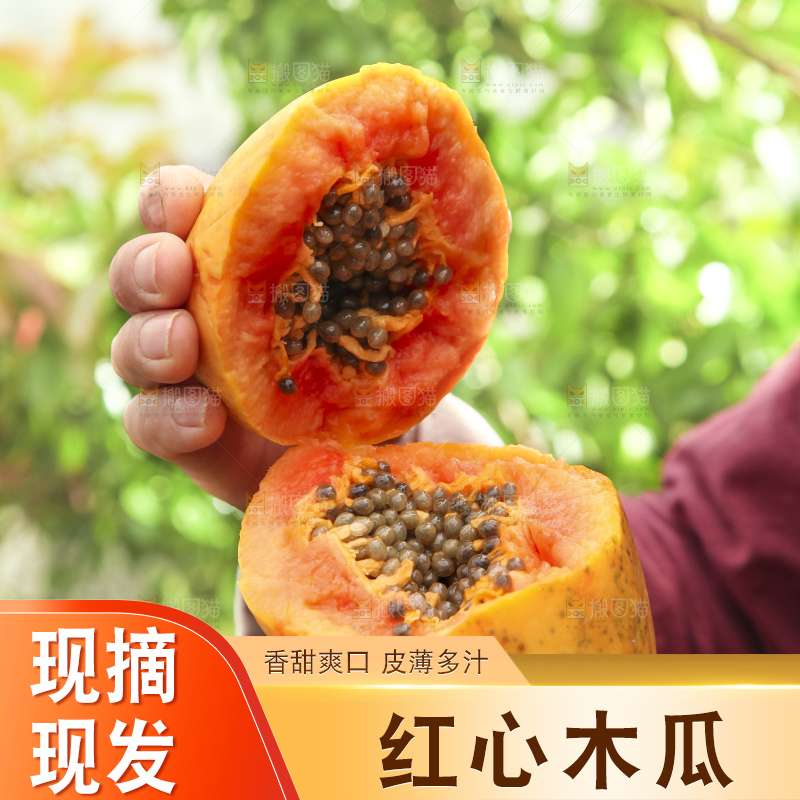 手里拿着红心木瓜