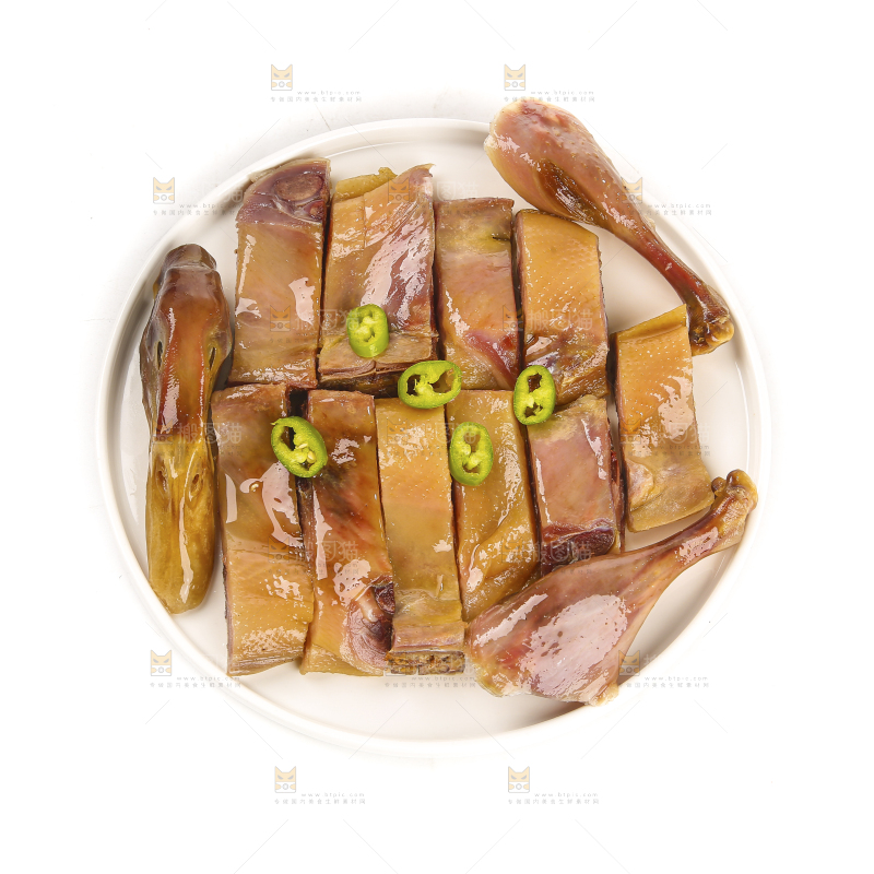 白底上的风干鸭