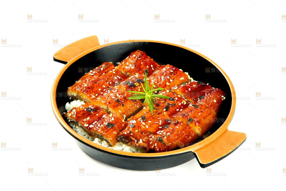 白底上的蒲烧鳗鱼饭