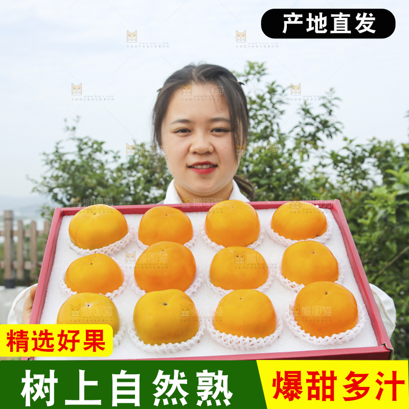 手里拿着新鲜脆柿