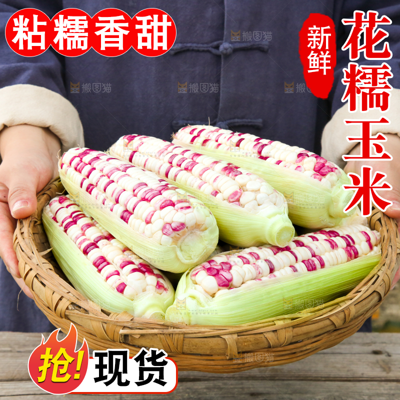 手里拿着花糯玉米