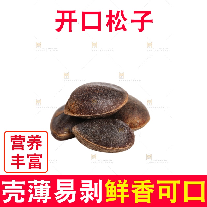 白底上的新鲜松子