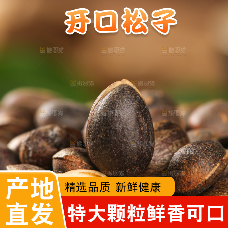 木底上的新鲜松子