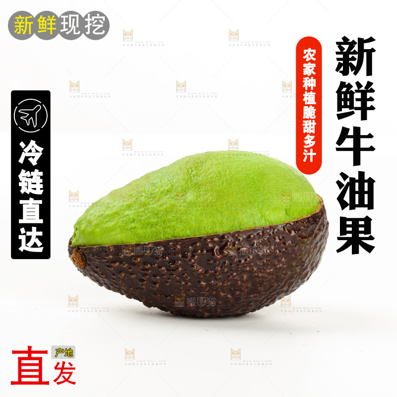 白底上的牛油果