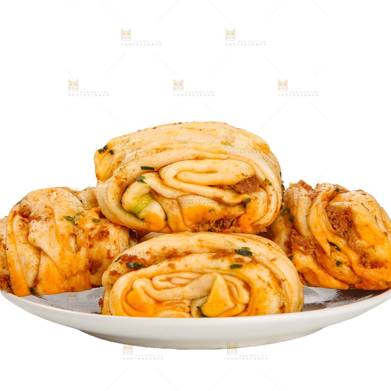 白底上的猪肉花卷