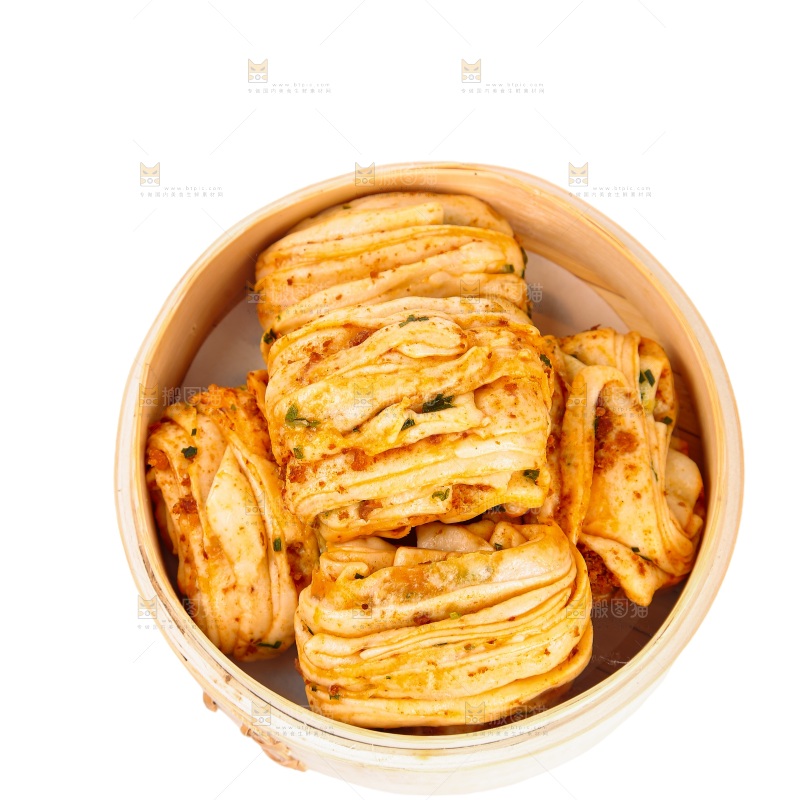 白底上的猪肉花卷