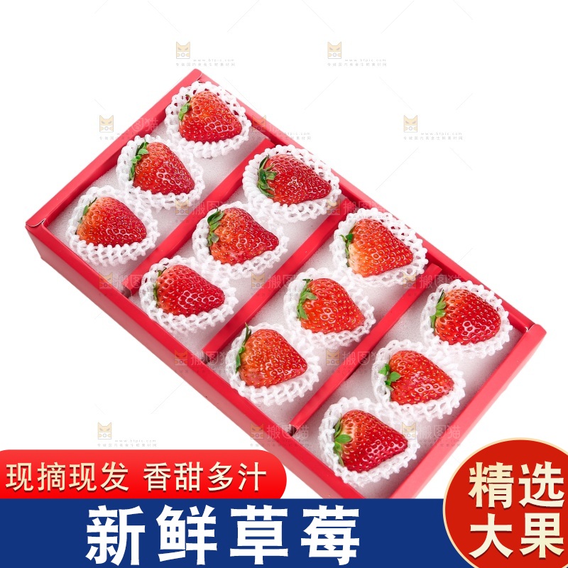 白底上的草莓