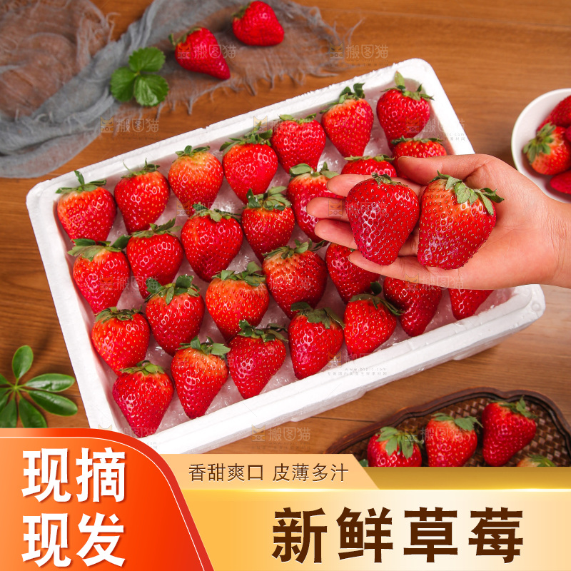箱子里装的新鲜草莓