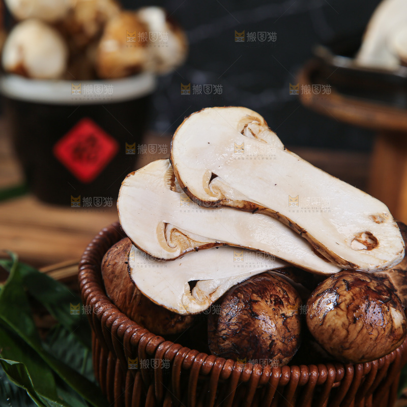 深底上的松茸菇