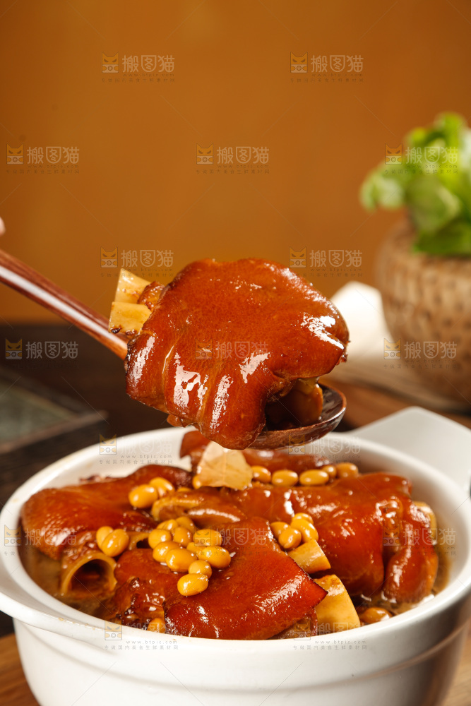 深底上的黄豆炖猪蹄