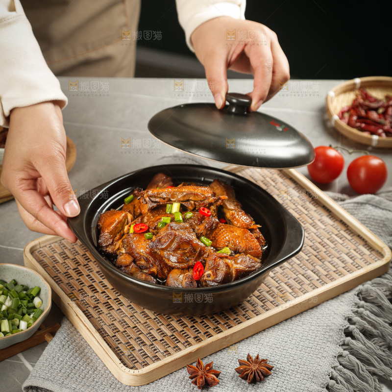 深底上的炖鹅肉