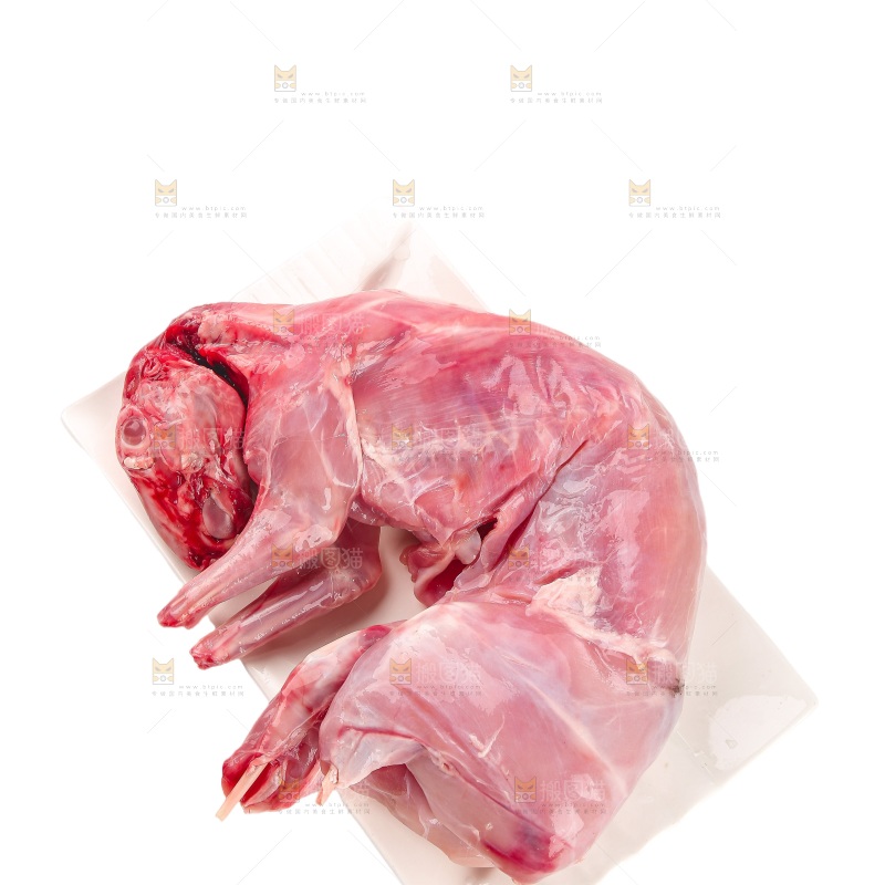 白底上的新鲜兔肉