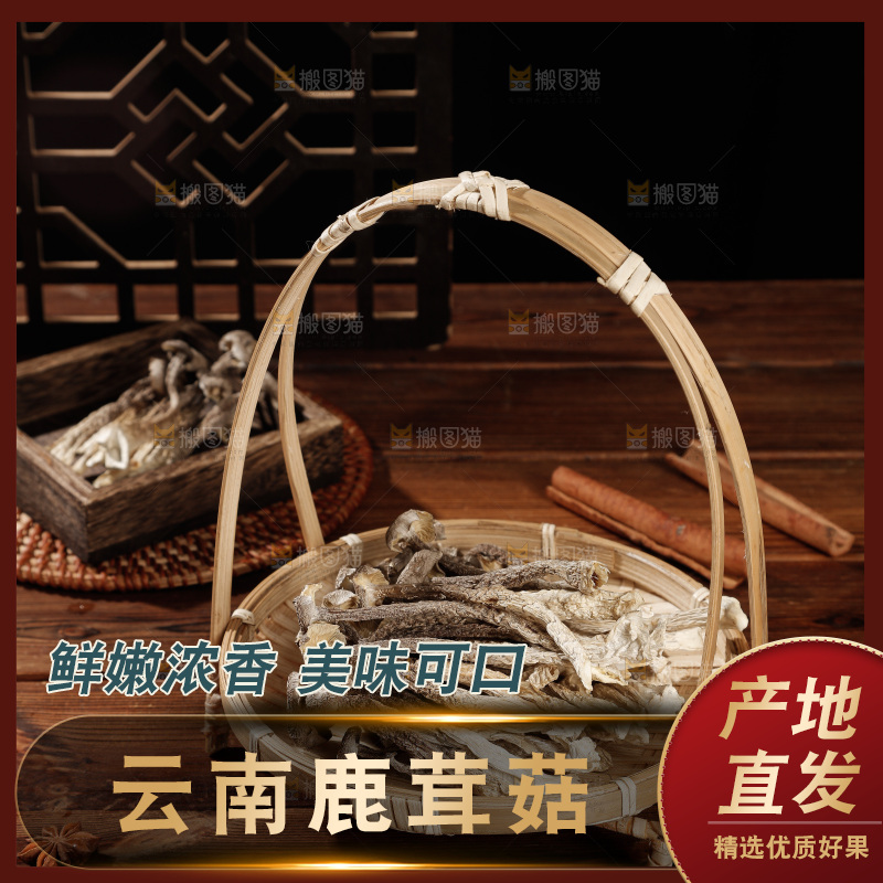 深色底上鹿茸菇