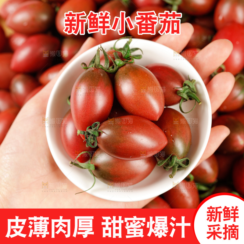 手里拿着混色小番茄