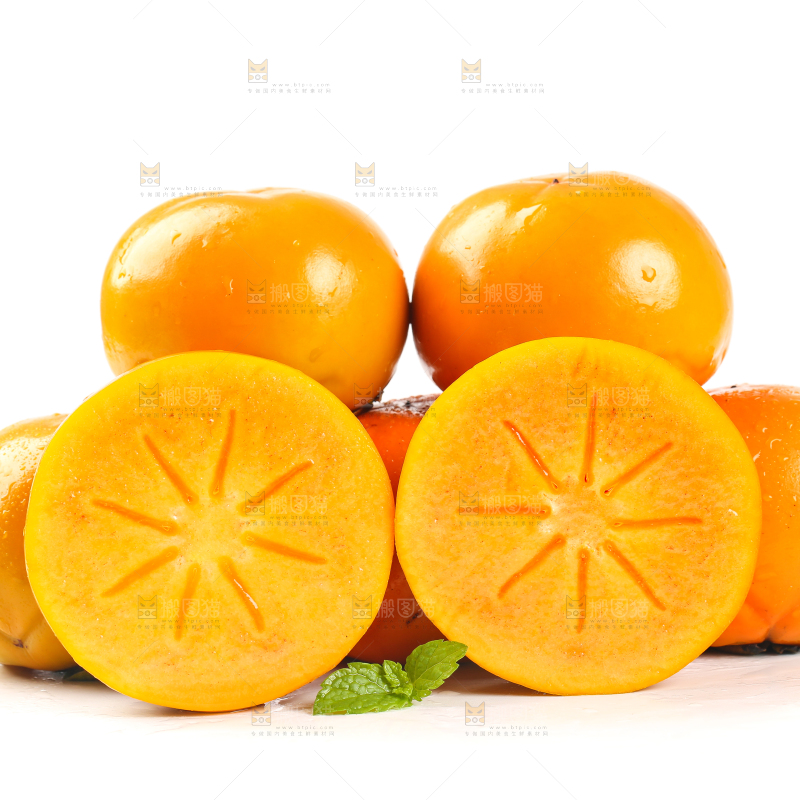 白底上的磨盘柿子