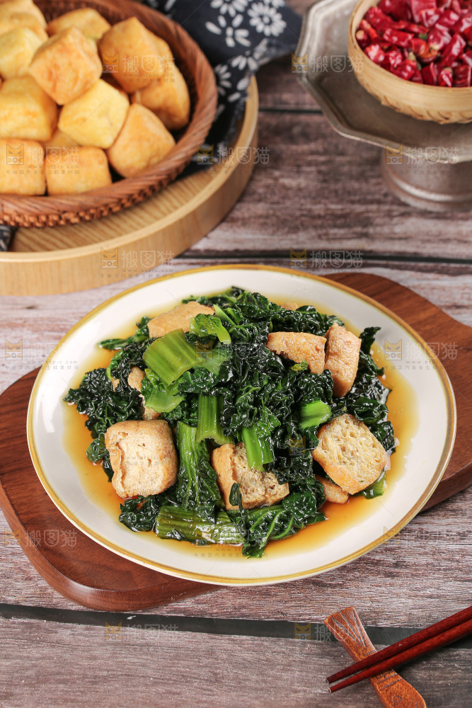豆泡炒青菜