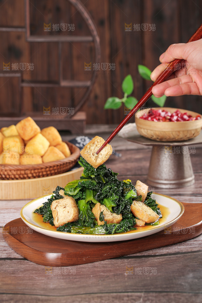 豆泡炒青菜