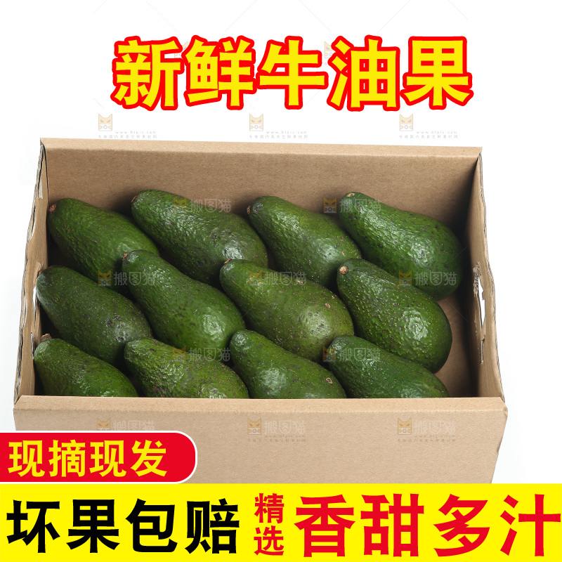 白底上的牛油果