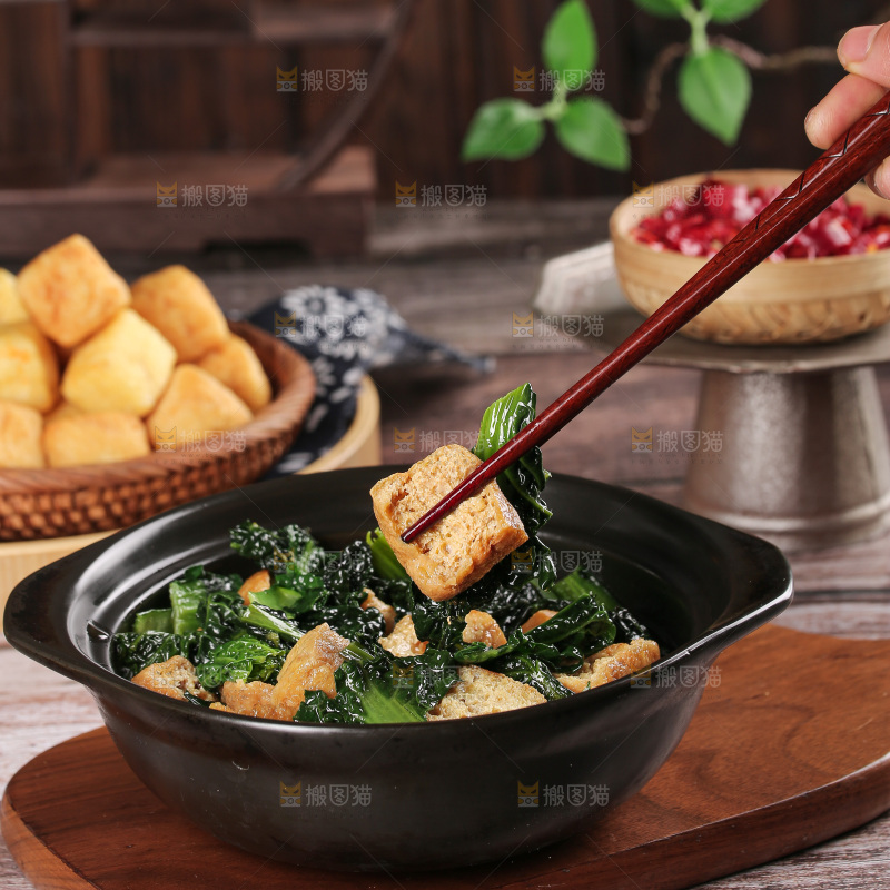 豆泡炒青菜