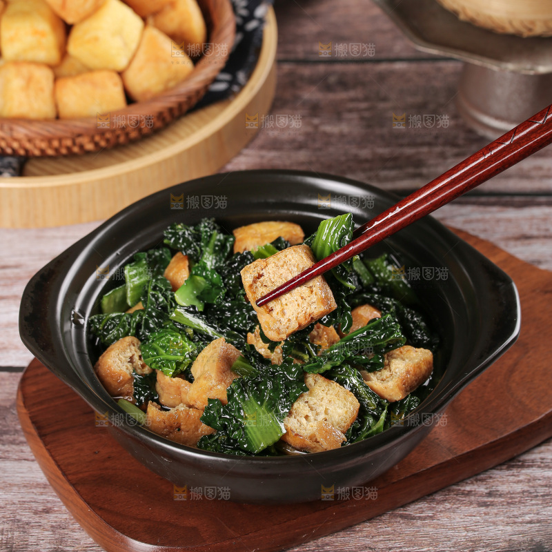 豆泡炒青菜