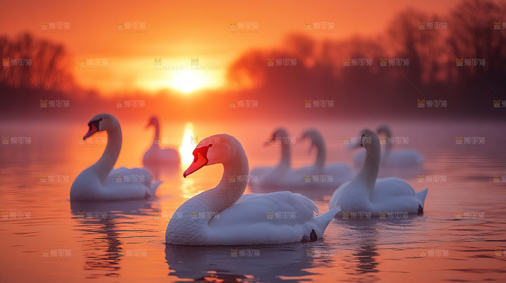 飞鸟湿地栖息鸟类生态水域风景