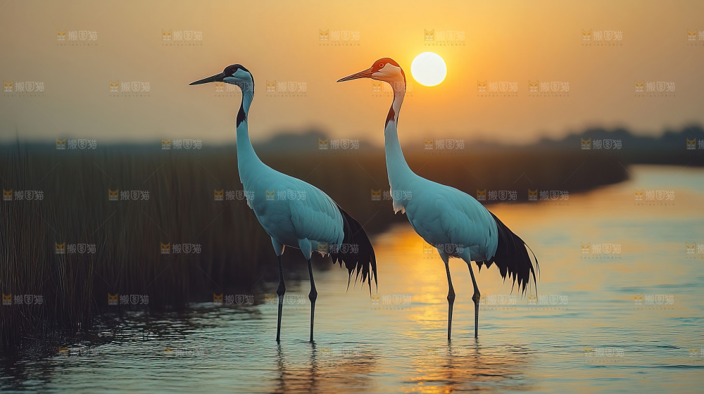 飞鸟湿地栖息鸟类生态水域风景