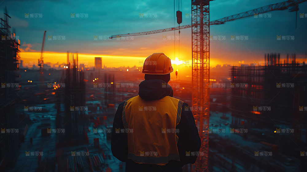 城市建设发展工地工人团队企业概念