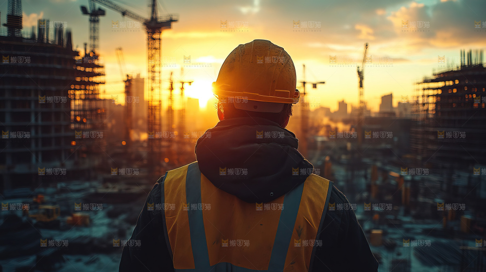 城市建设发展工地工人团队企业概念