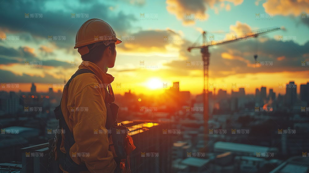 城市建设发展工地工人团队企业概念
