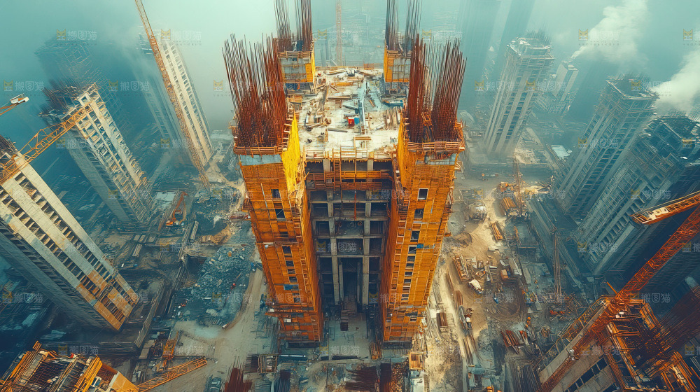 城市建设发展工地工人团队企业概念