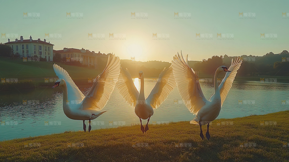 飞鸟湿地栖息鸟类生态水域风景