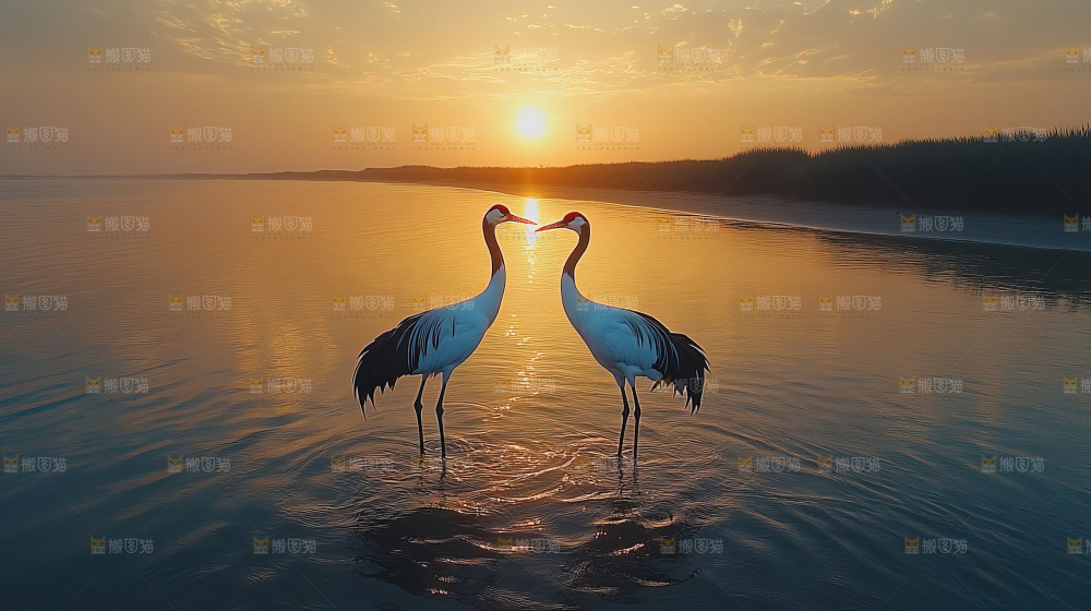 飞鸟湿地栖息鸟类生态水域风景