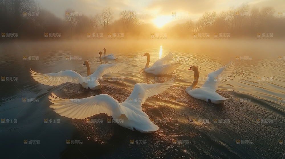 飞鸟湿地栖息鸟类生态水域风景