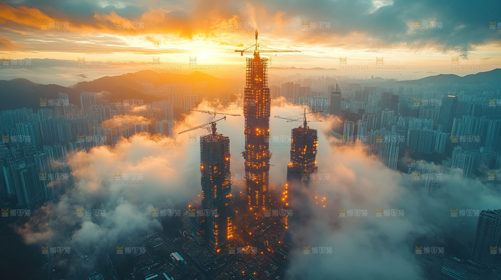 城市建设发展工地工人团队企业概念