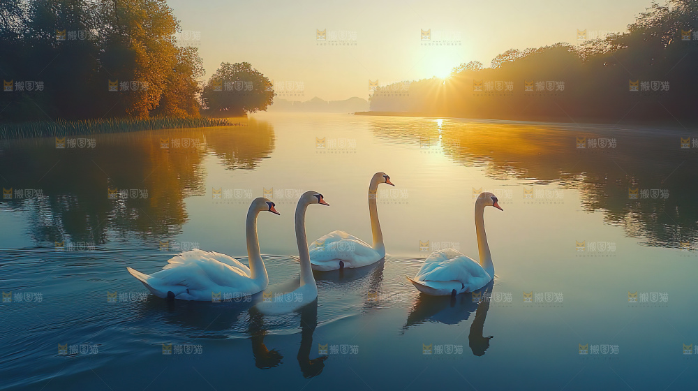 飞鸟湿地栖息鸟类生态水域风景