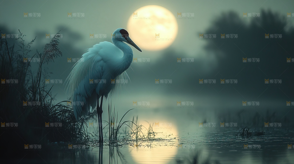 飞鸟湿地栖息鸟类生态水域风景