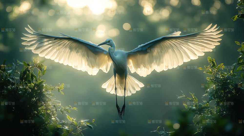 飞鸟湿地栖息鸟类生态水域风景