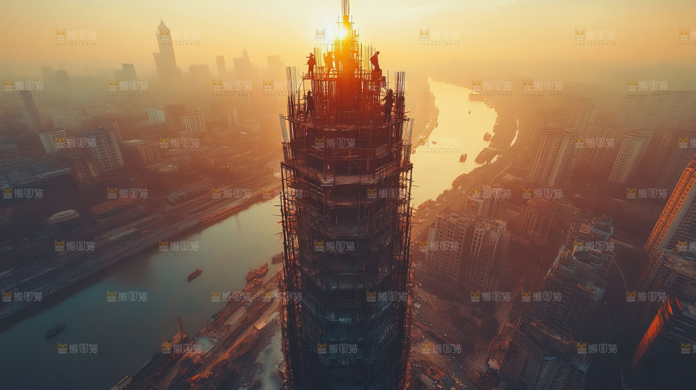 城市建设发展工地工人向上国富民强