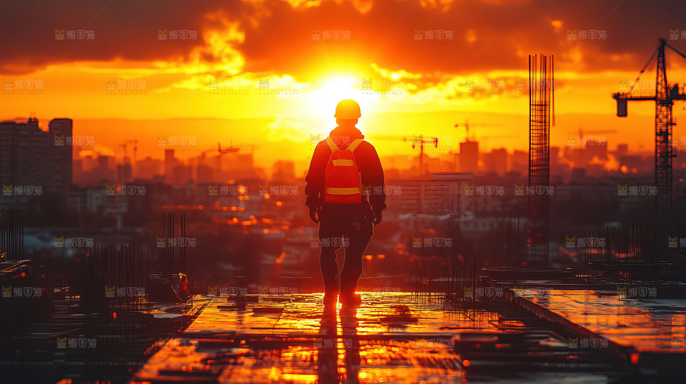 城市建设发展工地工人向上国富民强