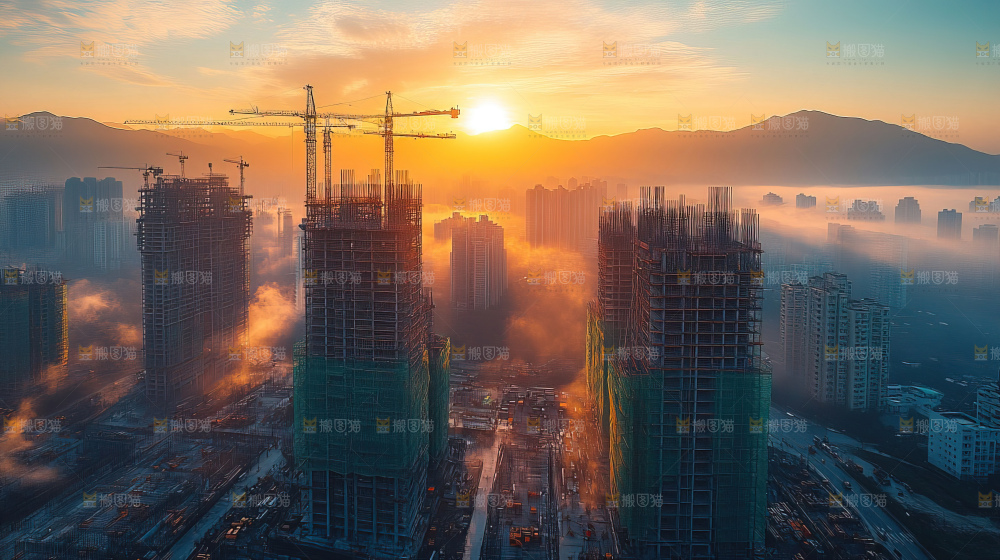 城市建设发展工地工人向上国富民强