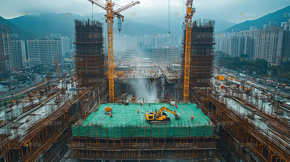 城市建设发展工地工人向上国富民强